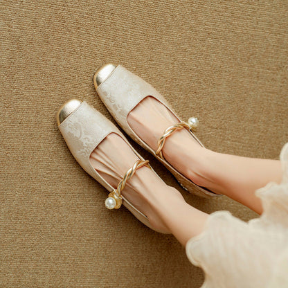 Elegante Damen Ballerinas mit Perlen Schmuck