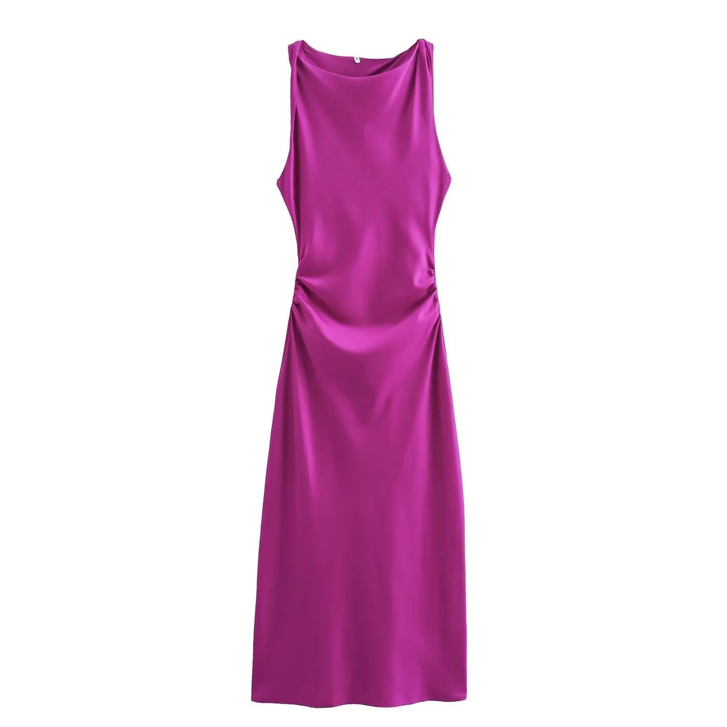 Damen Maxikleid Satin Elegant Rückenausschnitt Tief