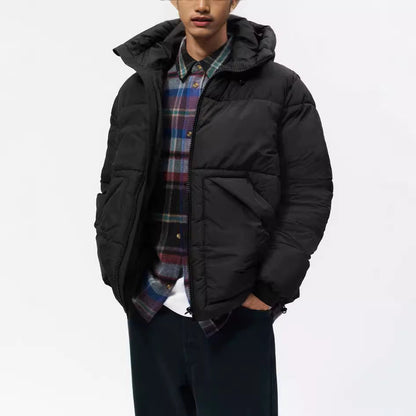 Herren Winterjacke Steppjacke mit Kapuze und Taschen