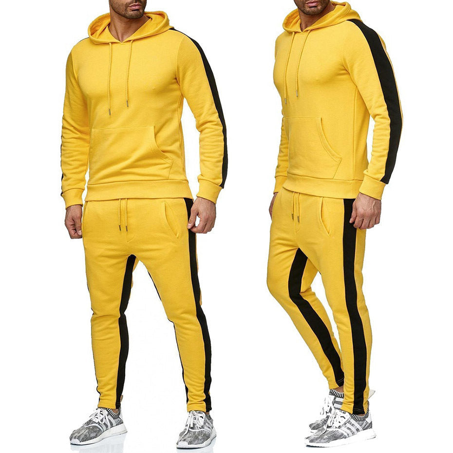 Herren Sportanzug Kapuzenjacke Jogginghose Kontraststreifen