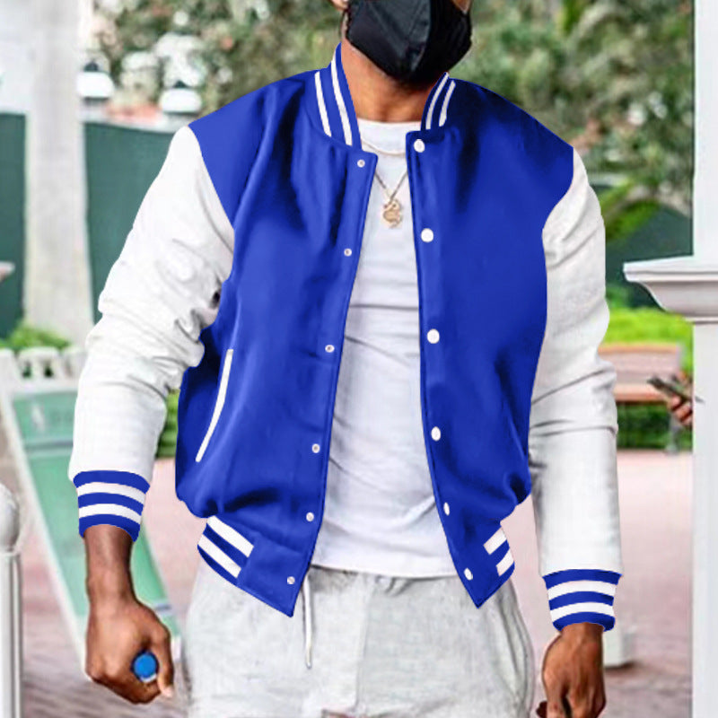 Herren Collegejacke Sportlich Kontrast Ärmel Bequem - BerlinGlamour
