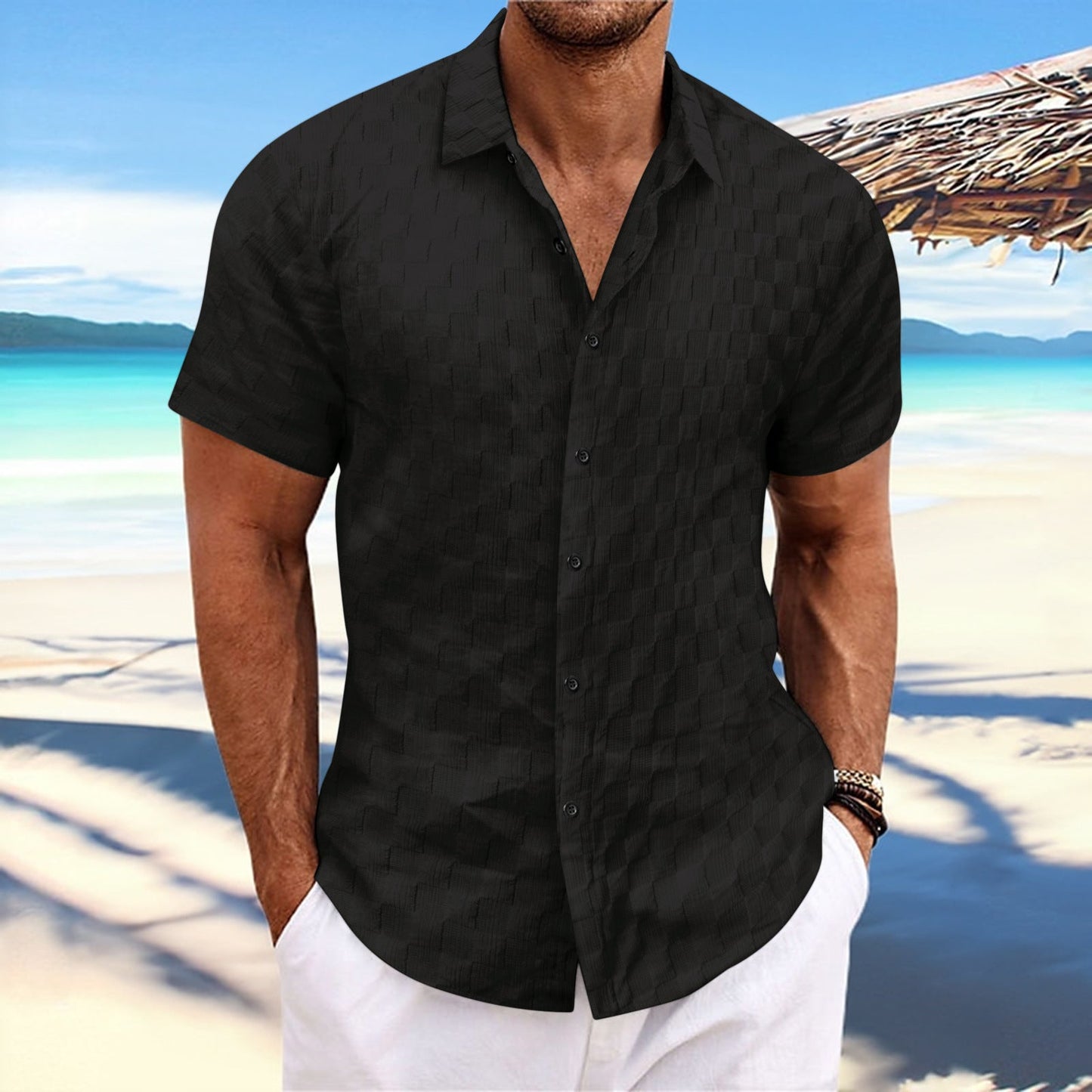 Herren Sommerhemd Modern Strukturiert Berlin Style