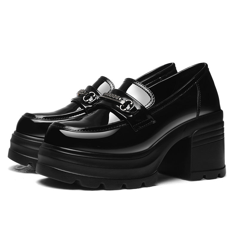 Damen Plateau Schuhe Mit Schnalle Hoch Modisch