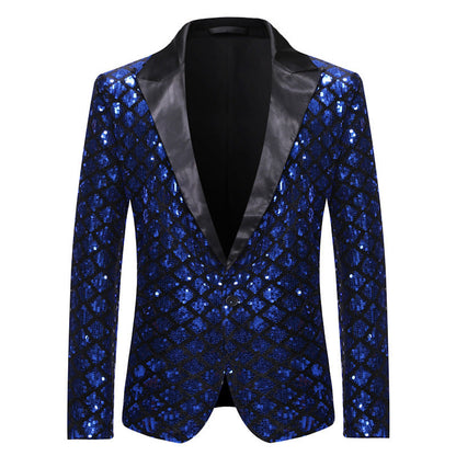 Herren Pailletten Blazer Modern Schnitt Glitzer