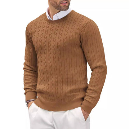 Strickpullover Herren Zopfmuster Modern Grau