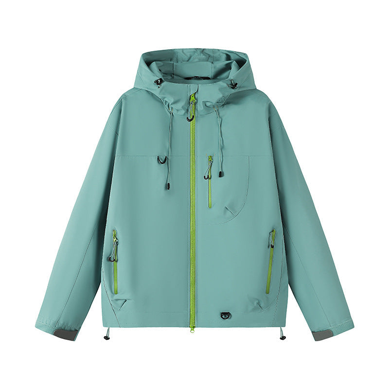 Wasserdichte Herren Funktionsjacke mit Kapuze und Reißverschlusstaschen