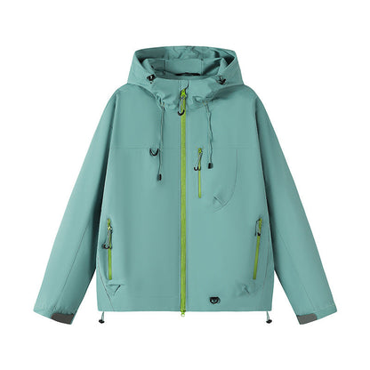 Wasserdichte Herren Funktionsjacke mit Kapuze und Reißverschlusstaschen