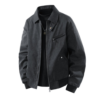 Herren Bomberjacke Lässig Modern Schwarz