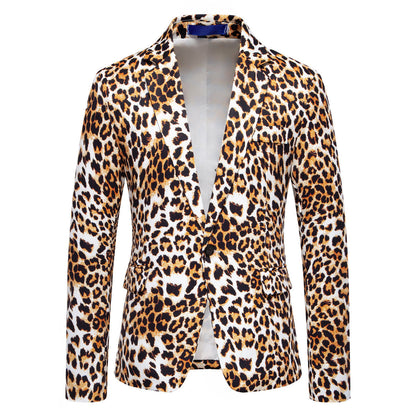 Herren Blazer Modisch Leopardenmuster Anzugjacke Elegant - BerlinGlamour