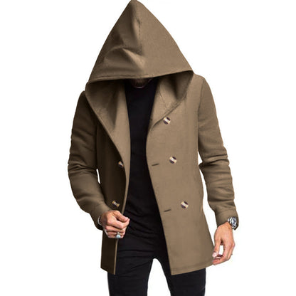 Herren Mantel mit Kapuze Doppelreihig Modern