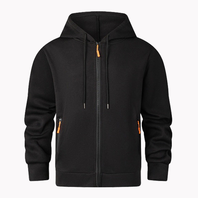 Herren Fleece Hoodie Sportlich Reißverschluss Taschen