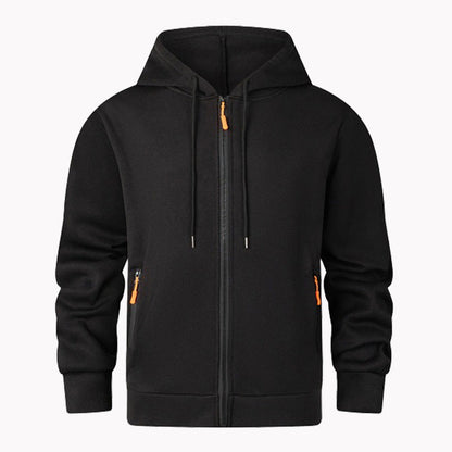 Herren Fleece Hoodie Sportlich Reißverschluss Taschen