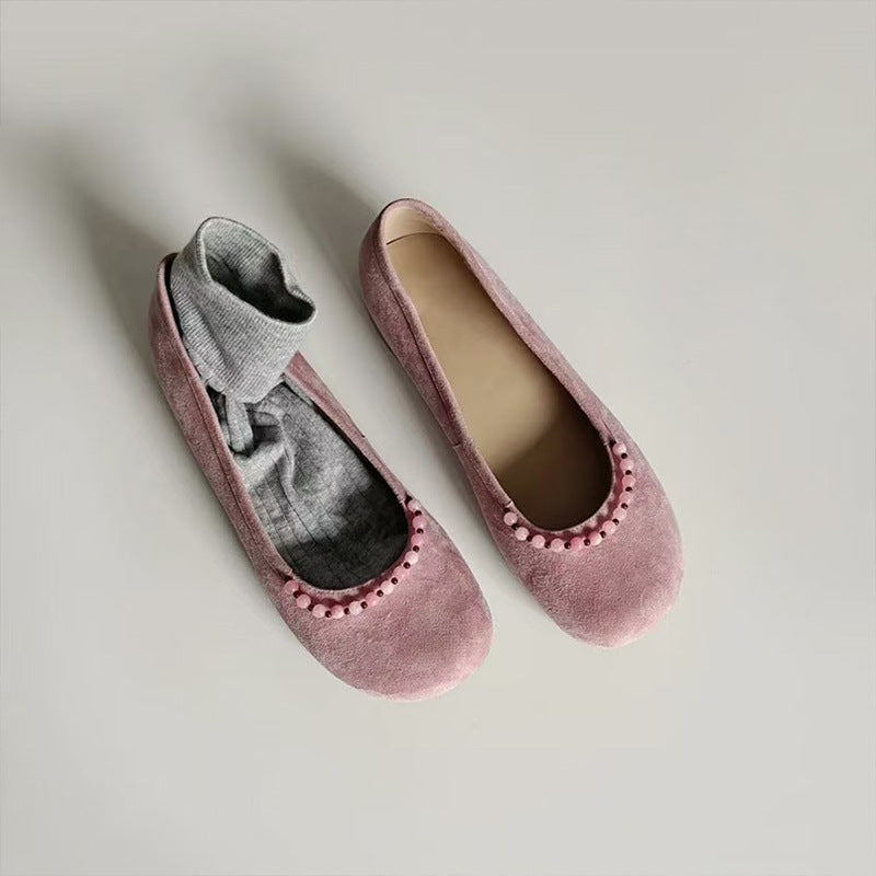 Damen Ballerinas mit Pom-Pom Detail Moderne Frauen Schuhe - BerlinGlamour