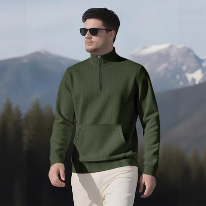 Herren Fleece-Pullover Sportlich Reißverschluss Hochkragen