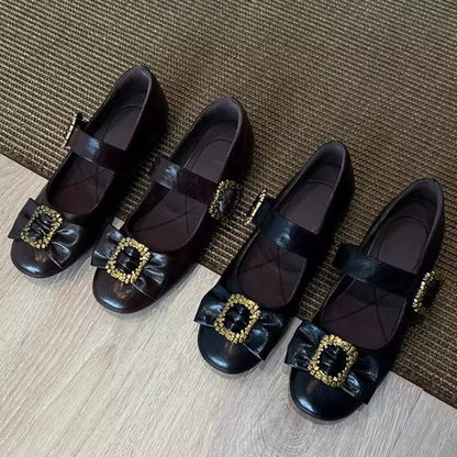 Damen Ballerinas mit Glitzerschnalle und weichem Innenfutter