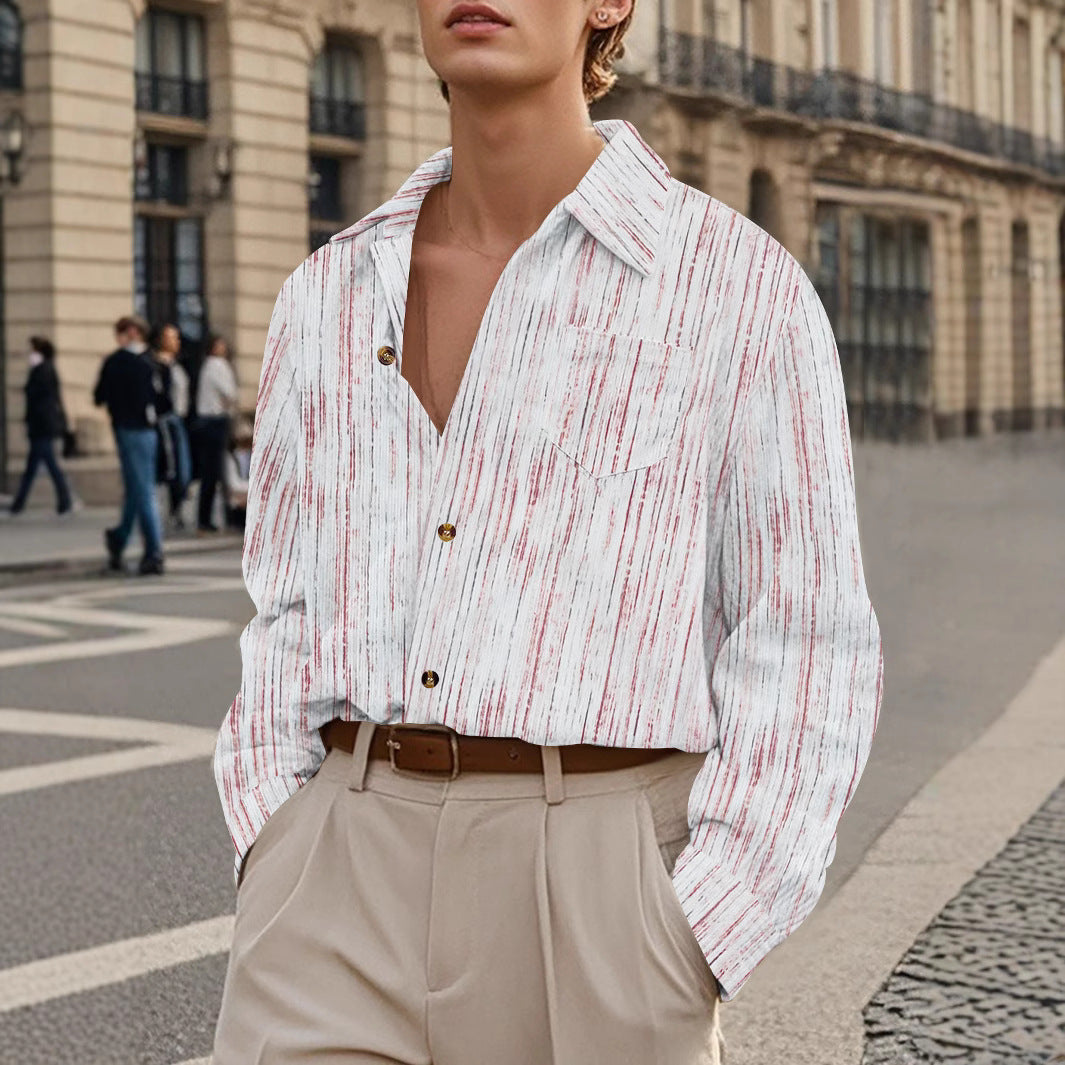 Herren Langarmhemd Modern mit Strukturmuster Elegant