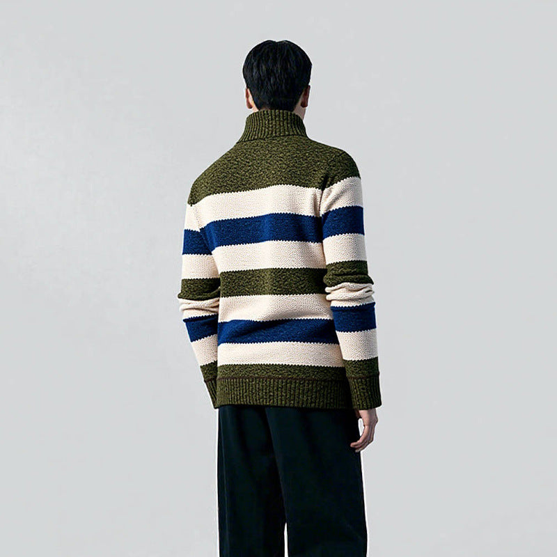 Herren Strickpullover Gestreift Modern Mit Reißverschluss
