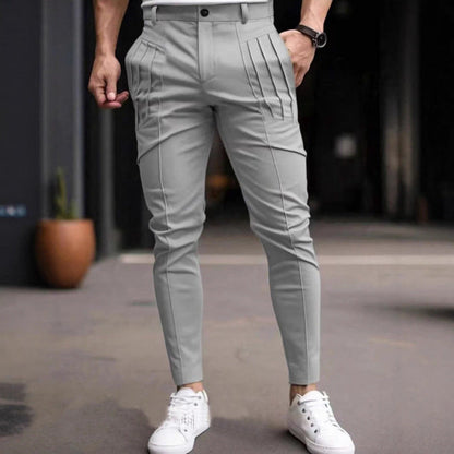 Herren Slim Fit Hose mit Bundfalten und Stretch