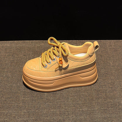 Damen Plateau Sneaker Strass Schnürsenkel Modisch Hoch