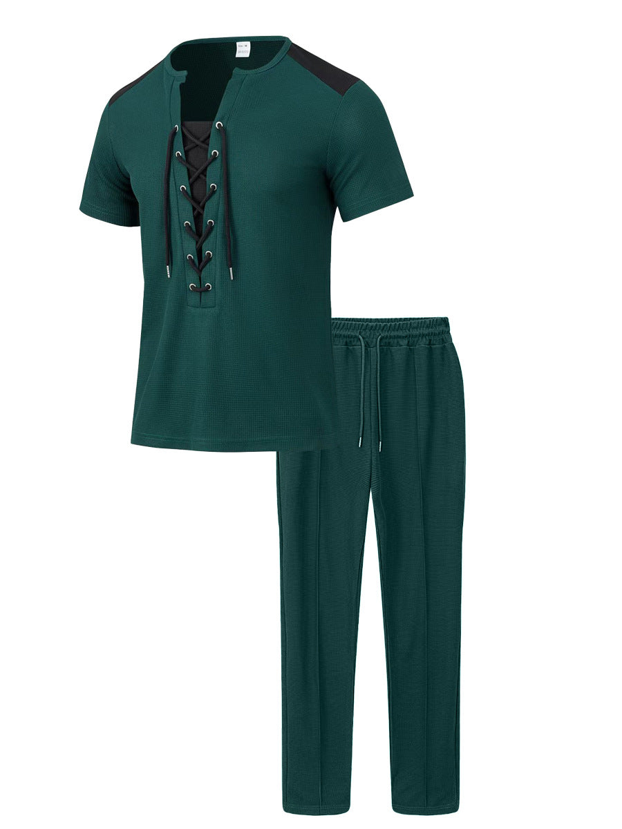 Herren Sportset Zwei-Teiliges Outfit Schnürung Modern