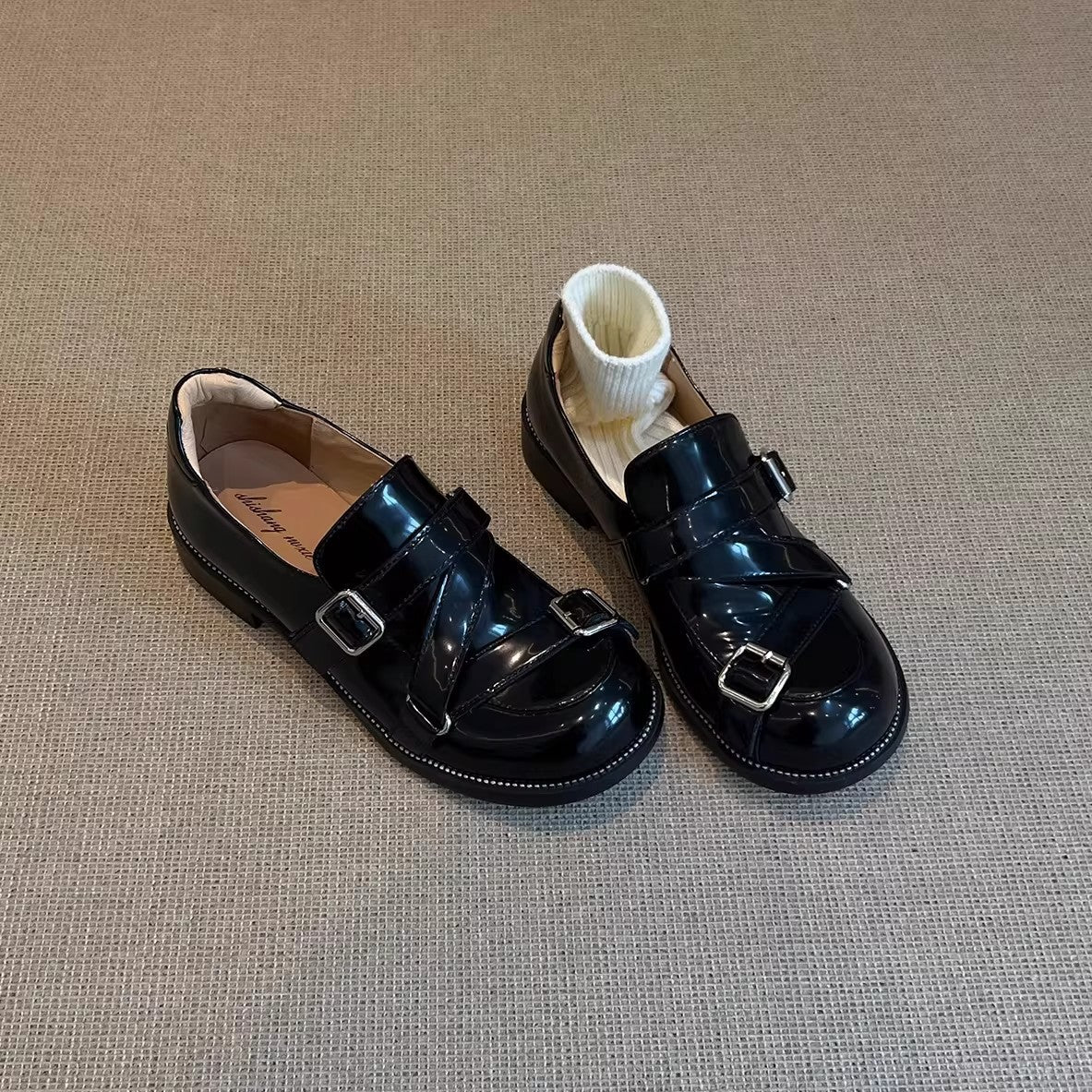 Damen Schnürschuhe Glänzend Modisch mit Riemen