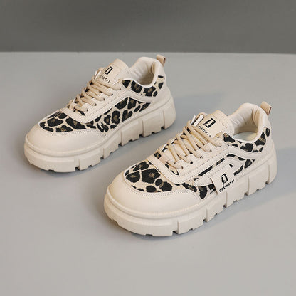 Damen Sneaker Sportlich Leopardenmuster Chunky Sohle