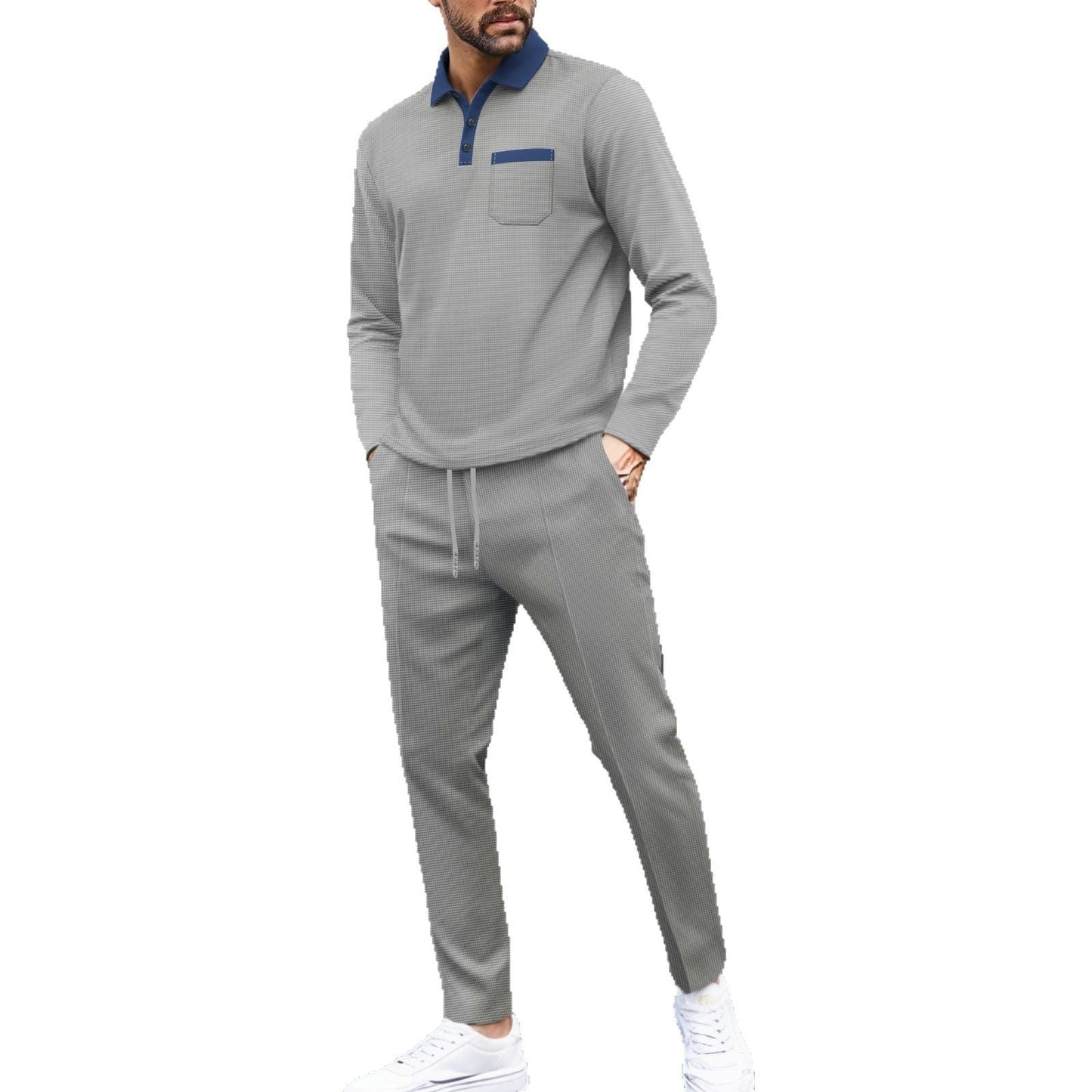 Herren Langarmshirt Modern mit V-Ausschnitt Trendig