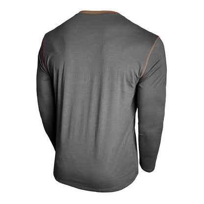 Herren Langarm-Hemd Henley-Ausschnitt Modern Slimfit
