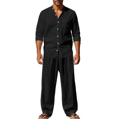 Herren Leinenanzug Set Modern mit Taschen und Details
