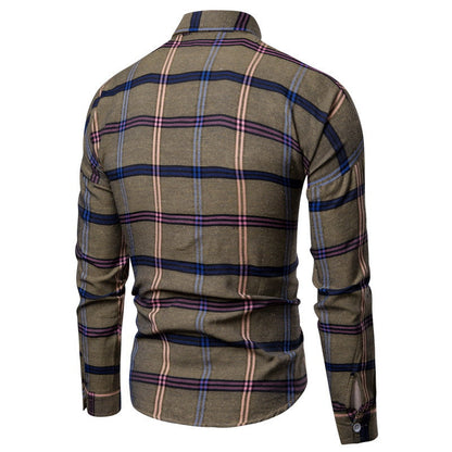 Herren Langarmhemd Karomuster Elegant Modern