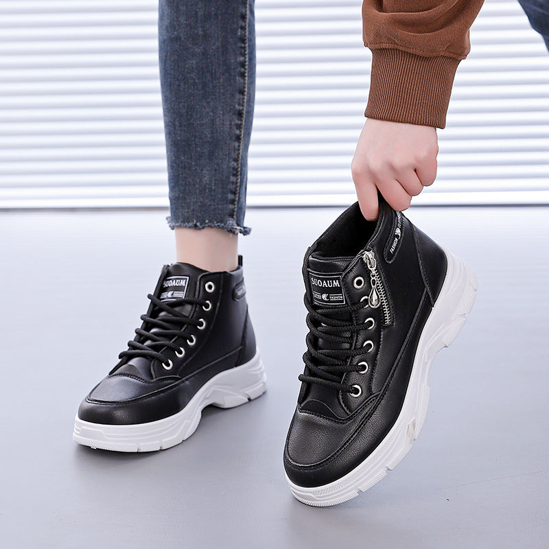 Damen Sneaker High-Top bequem rutschfest Schwarz