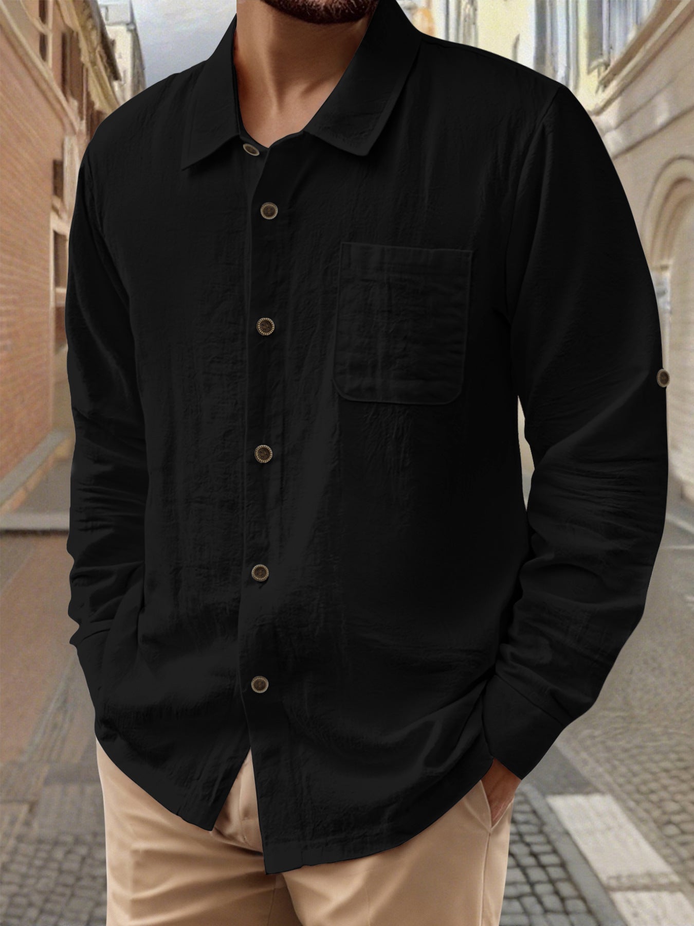 Herren Hemdjacke Elegante Lässige Casual