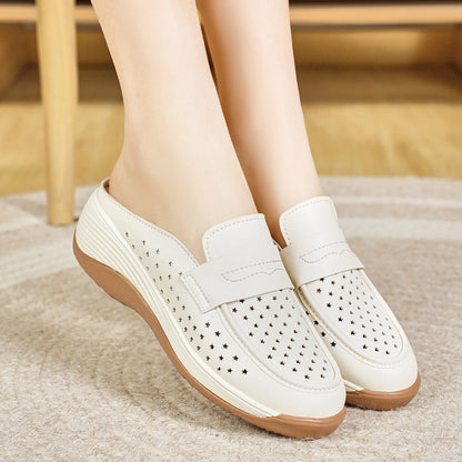 Damen Clogs Bequem atmungsaktiv Leder Schwarz