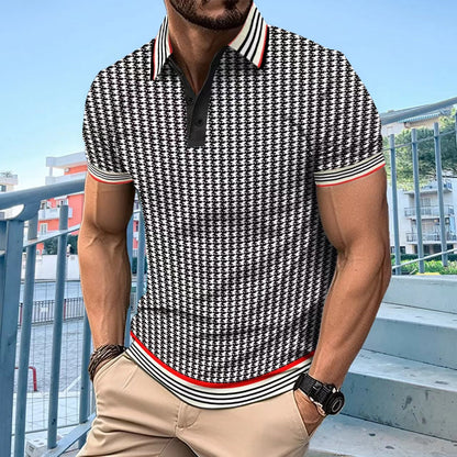 Herren Polohemd Houndstooth Muster Modern Berlin Style