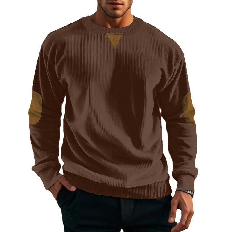 Herren Pullover Grobstrick Rundhals mit Ellbogenflicken
