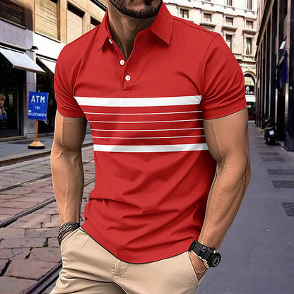 Herren Poloshirt Sportlich mit Horizontalstreifen Modern