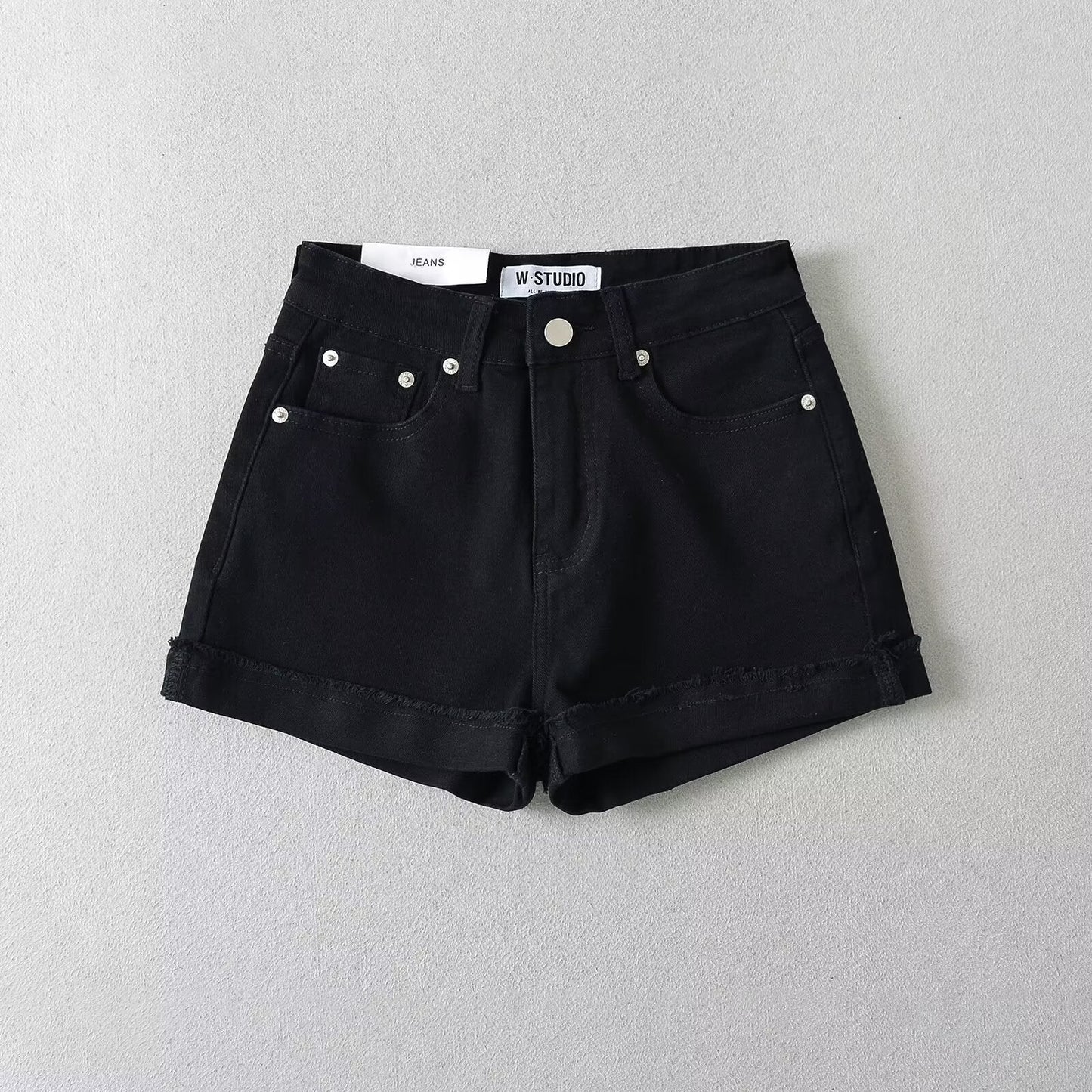 Damen Jeansshorts Lässig Schnitt Mit Effektnähten