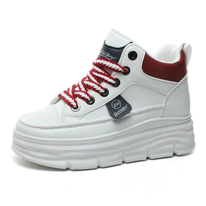 Damen Plateausneaker Stabile Sohle Mit Schnürsenkeln Modisch