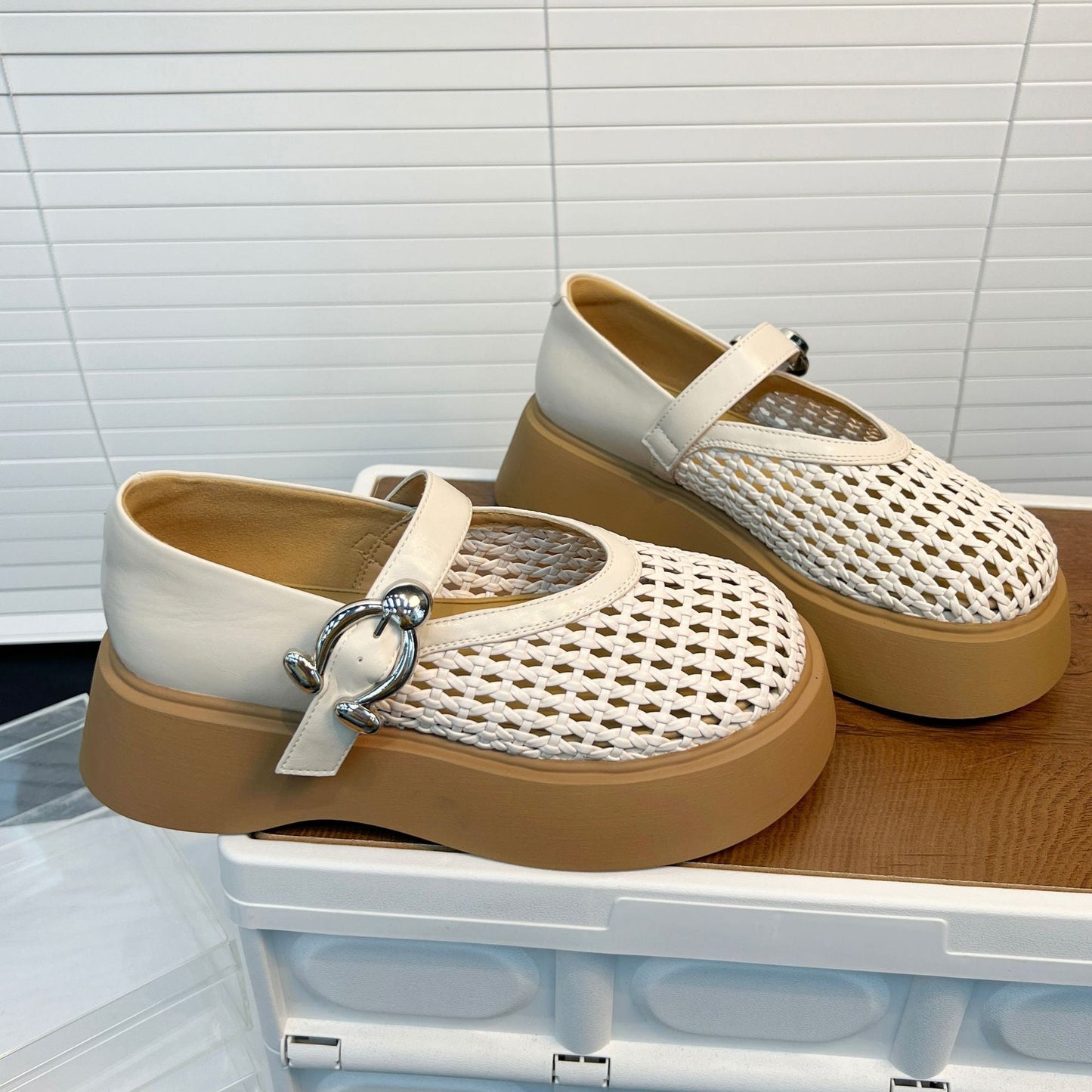 Damen Plateau-Schuhe Komfortabel Netzdesign Schnürsenkel