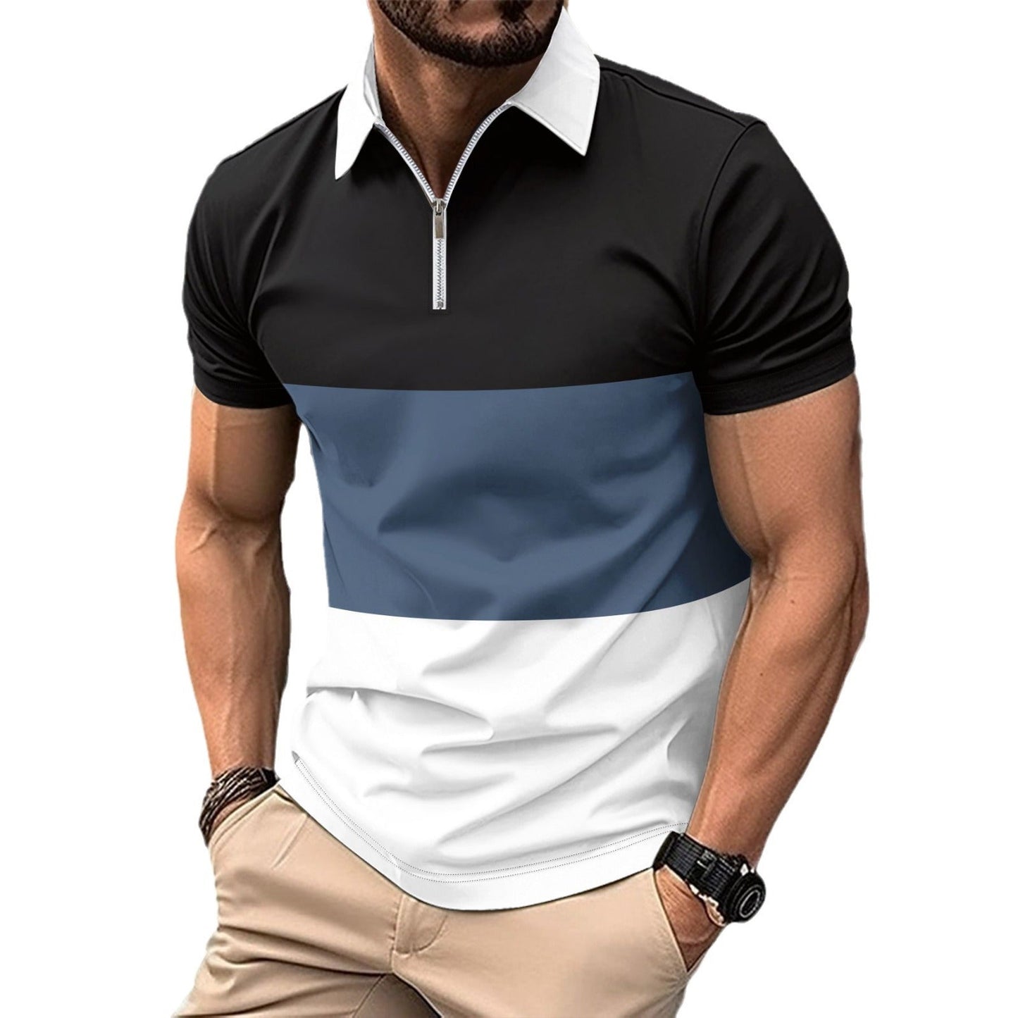 Herren Kurzarmshirt Farbblock Design Modern Berlin