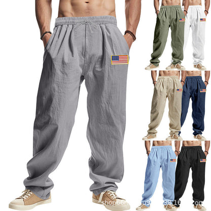 Herren Freizeithose Bequem Elastisch mit Flaggen-Applikation