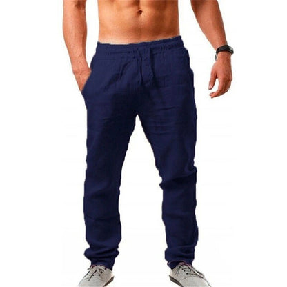Herren Leinenhose Elastisch Bequem Sommerhose