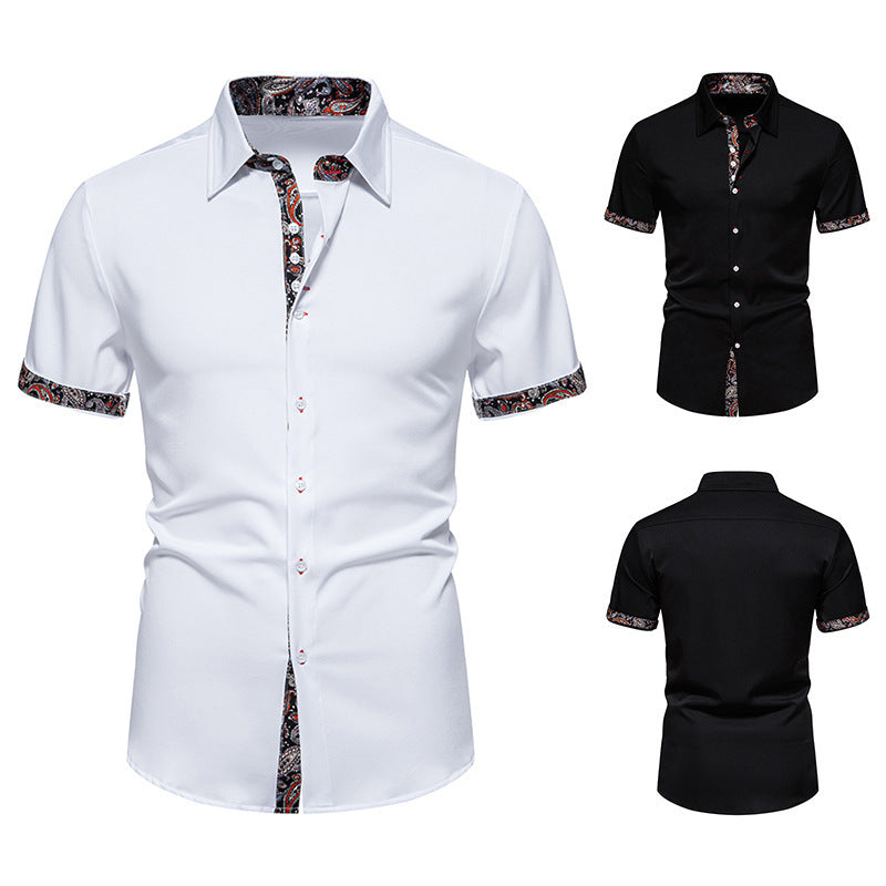 Herren Kurzarmhemd Modern mit Kontrastdetails und Stilvoll Kragen