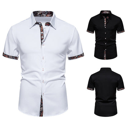 Herren Kurzarmhemd Modern mit Kontrastdetails und Stilvoll Kragen