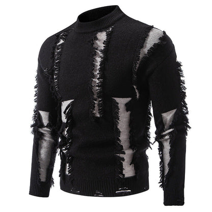 Herren Strickpullover Modern Trendig Mit Fransen - BerlinGlamour