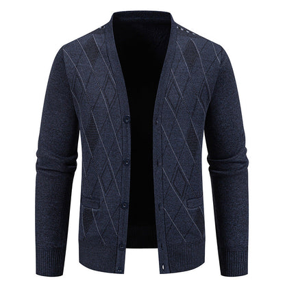 Herren Strickjacke Rautenmuster Elegante Männerjacke