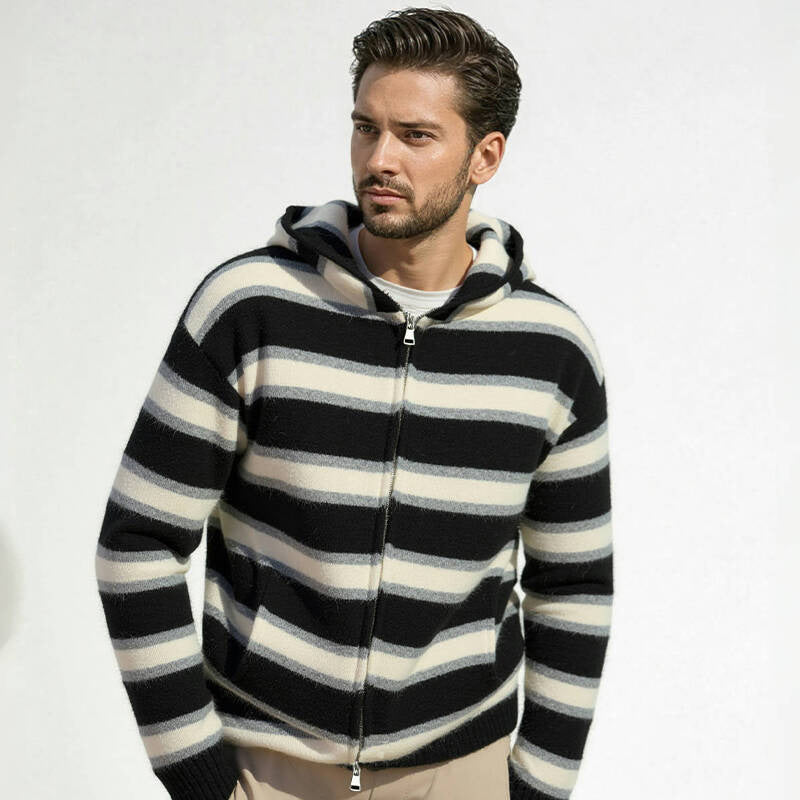 Herren Kapuzenjacke Streifen Weich Modern