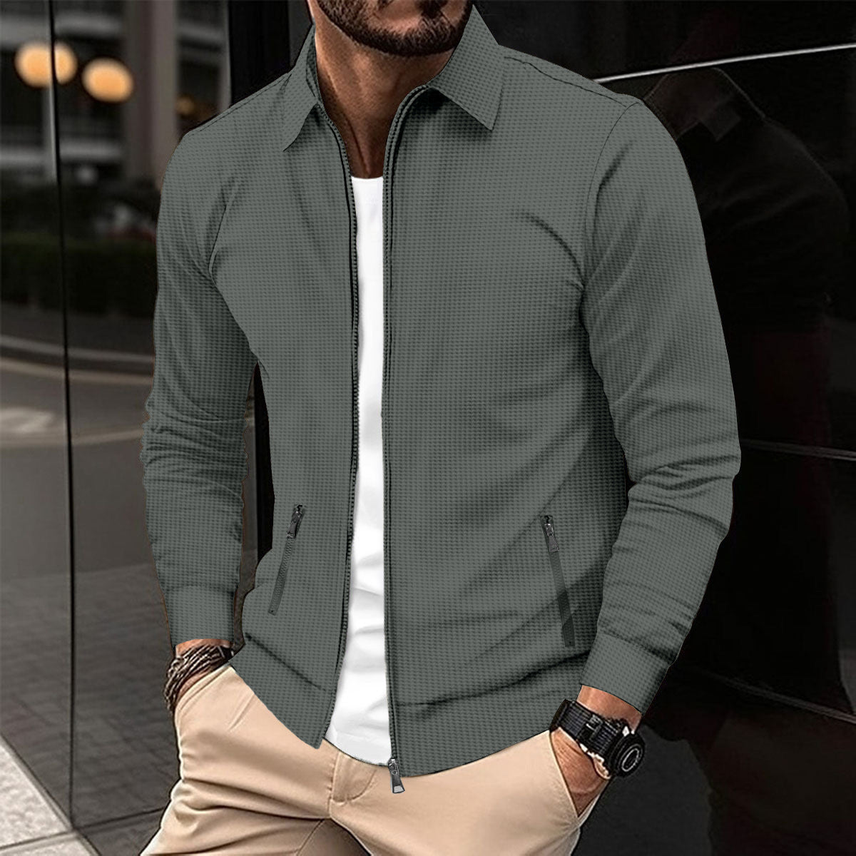Herren Sweatjacke Modern mit Reißverschlusstaschen