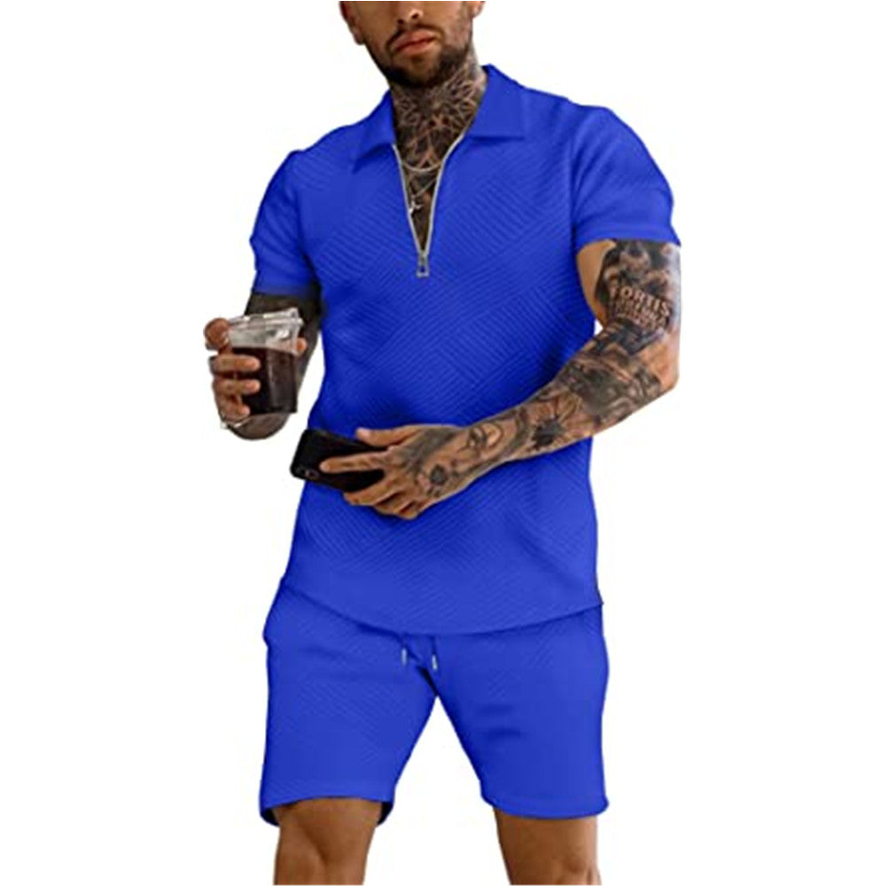 Herren Freizeit-Set Kurzarm Modern Strukturiert