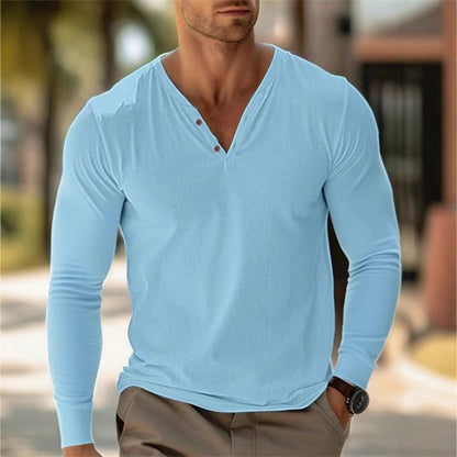 Herren Langarmshirt Bequem Strukturiert Modern
